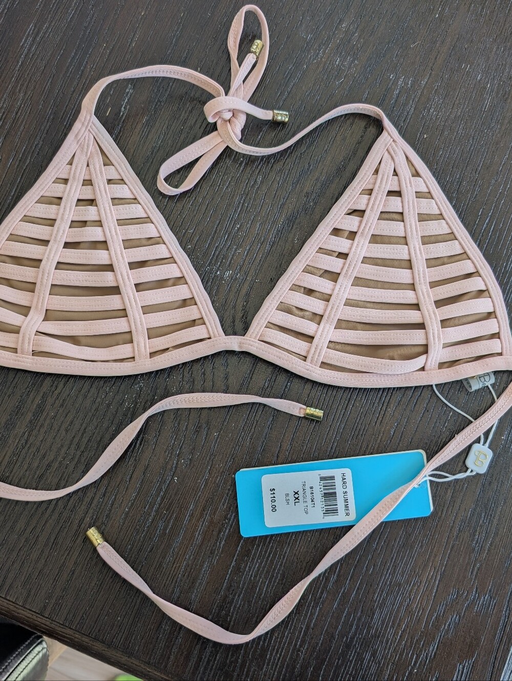 Beach Bunny Hard Summer Pink Blush Triangle Bikini XXL Top NEW Skimpy